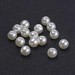 Perlas acrílicas sueltas de imitación gruesas redondas de color blanco cremoso, 6mm, agujero: 2 mm