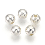 Perles en plastique ABS, ronde, couleur argentée, 4x3.5mm, Trou: 1.2mm, environ 18000 pcs/500 g