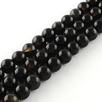 Brins de perles rondes en onyx noir naturel, teinte, 10mm, Trou: 1mm, Environ 38 pcs/chapelet, 14.9 pouce