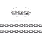 Cadenas de cable de latón, cadenas de corte de diamante, sin soldar, facetados, con carrete, oval, sin plomo y cadmio, Platino, 4x3x1mm, aproximadamente 301.83 pie (92 m) / rollo