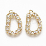 Brass Micro Pave Clear Cubic Zirconia Links ZIRC-Q021-055G-NF