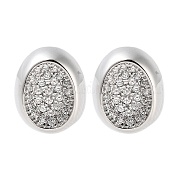 Латунные серьги-гвоздики с овальным покрытием EJEW-N055-38P-RS