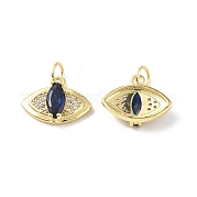 Латунь micro pave морской синий кубический цирконий charmss KK-E068-VF351