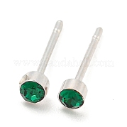 Серьга-гвоздик из латуни с микропаве из кубического циркония EJEW-C102-37P-09