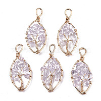 Natural Quartz Crystal Charms, with Top Golden Plated Iron Loops, Star Cut  Round Beads, 12x10x10mm, Hole: 1.8mm