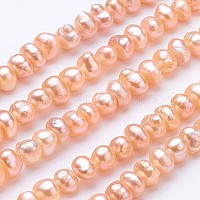 Natural Pearl Heart Beads, with Brass Findings, Real 14K Gold Plated,  7x7x5mm, Hole: 1.2mm