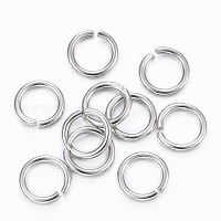 304 Stainless Steel Jump Rings, Open Jump Rings, Stainless Steel, 18 Gauge,  8x1mm, Inner Diameter: 6mm