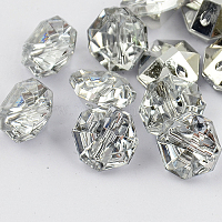 Acrylic Rhinestone Buttons, 2-Hole, Faceted, Flat Round, Crystal,  18.5x18x6.5mm, Hole: 1mm