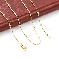 Collier chaîne satellite en laiton pour femme, sans cadmium et sans plomb, véritable 18k plaqué or, 17.32 pouce (44 cm), l'espacement entre les perles : 13.5~14 mm