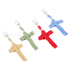 4 pendentif décoratif en fils de coton croisés&nbsp;HJEW-TA00404