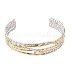 Brazaletes tipo brazalete de acero inoxidable 304 bicolor de múltiples hilos para mujer.&nbsp;SA-CBA82C8-06GP