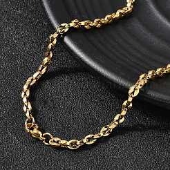 4 mm 304 Edelstahl Kaffeebohnen-Gliederkette Halsketten für Damen&nbsp;NJEW-B134-06A-G
