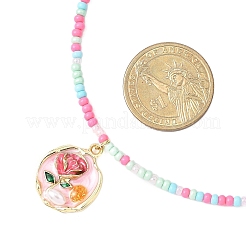 Colliers avec pendentif en alliage de fleurs et émail&nbsp;NJEW-JN05550-02