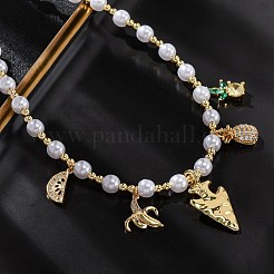 Collier Plastron Rétro - 5 Cabochons Et Pampilles, Doré, Marque Gugus
