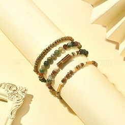Ensemble de bracelets extensibles en agate indienne naturelle&nbsp;BJEW-JB09458