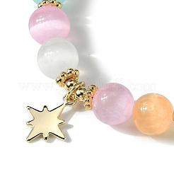 Bracelets extensibles ronds en perles de sélénite naturelle&nbsp;BJEW-TA00501