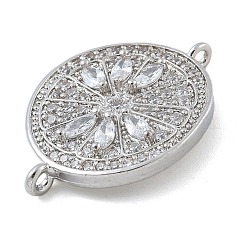 Gestellbeschichtung Messing klare Zirkonia flache runde Verbindungsstück Charms&nbsp;KK-A234-045P