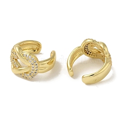 Orecchini con nodo a polsino con nodo in ottone placcato a cremagliera con micro pavè di zirconi trasparenti da donna&nbsp;EJEW-P280-10G