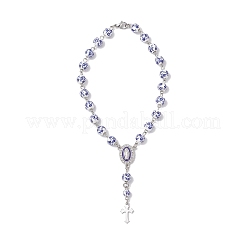 Decorazioni pendenti con perline rotonde in ceramica e porcellana stampate a fiori fatte a mano&nbsp;HJEW-JM04642