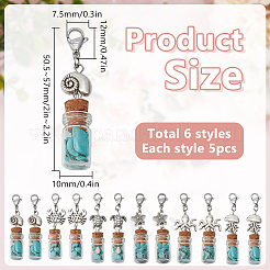 12 pz 6 stili di ciondoli per bottiglie di vetro decorazione&nbsp;HJEW-DR00152