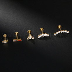 Labrets filetés internes en titane g23 micro pavé de zircone cubique transparente&nbsp;WG2497D-09