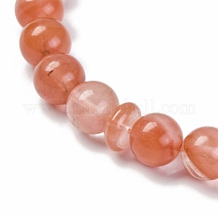 Bracelets extensibles en perles de verre de quartz cerise synthétique&nbsp;BJEW-A025-01O