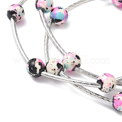 Bracelets multi-rangs en perles synthétiques turquoise rondes pour femmes&nbsp;BJEW-JB12335-03