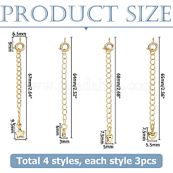 12 prolunga per catena in ottone a 4 stili&nbsp;KK-HS0015-33G