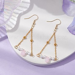 Chaîne en fer triangulaire et boucles d'oreilles pendantes en verre&nbsp;EJEW-JE05963-01