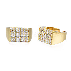 Bague de manchette ouverte avec chevalière rectangulaire en zircone cubique&nbsp;RJEW-N037-021