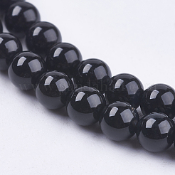 Natürliche schwarze Onyxperlenstränge&nbsp;G-H1567-4MM