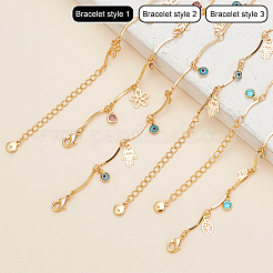 3 Stück 3 Stil Hamsa Hand & Blume & Baum & Acryl Böse Augen Charm Fußkettchen Set&nbsp;AJEW-AN0001-05