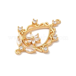 Ciondoli a forma di goccia con pavé di zirconi cubici trasparenti in ottone e collegamenti a fiore&nbsp;KK-M294-16G