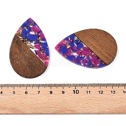 Grands pendentifs en résine transparente et bois de noyer&nbsp;RESI-T058-05G