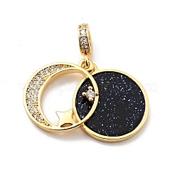 Synthetische blaue goldstone klare kubische Zirkonia-Anhänger&nbsp;KK-E015-26G