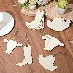 30 Stück 3 Stile Cowboy-Jungen-Thema unfertige Holzanhänger&nbsp;WOOD-SP0001-47