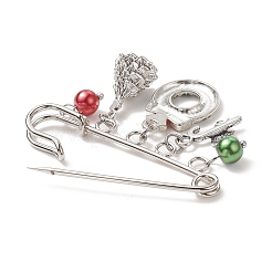 3 Stück 3 Stile Weihnachtsbaum & Kranz & Weihnachtsmann & Legierung Emaille Charms Sicherheitsnadel Brosche&nbsp;JEWB-TA00011