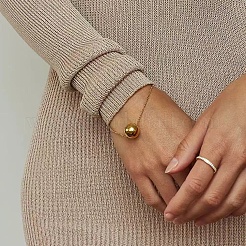 Bracelets coulissants à chaîne à breloques rondes en acier inoxydable 304 pour femmes&nbsp;MP4435-2