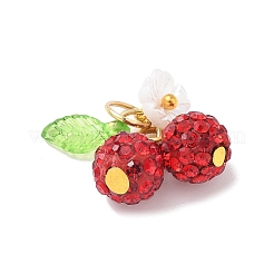 Handgemachte Kirschanhänger aus Polymer Clay mit Strassen&nbsp;PALLOY-JF03868-04