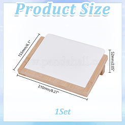 Présentoirs à bijoux rectangulaires en bois inclinés avec tapis en simili cuir pour boucles d'oreilles et colliers&nbsp;ODIS-WH0079-114A