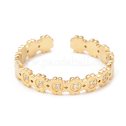 Anillo de puño abierto con flor de rhinestone de cristal&nbsp;RJEW-I096-18G