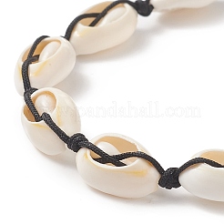 Tobilleras con cuentas trenzadas de concha de cauri natural&nbsp;AJEW-AN00516-02