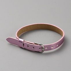 Pulsera de cordón de cuero pu en blanco con cierres de aleación&nbsp;X1-AJEW-TAC0041-01A-01