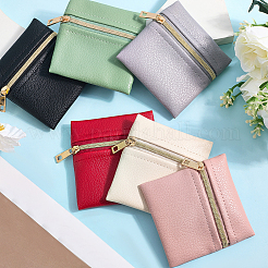 6 Stück 6 Farben quadratische PU-Leder-Schmuck-Geschenk-Reißverschlusstaschen&nbsp;ABAG-CL0001-01