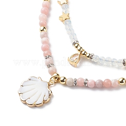 Set di collane di perline opale e opalite rosa naturale stile 2 pz 2&nbsp;NJEW-JN04001