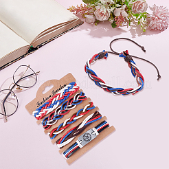 Set di bracciali intrecciati in cordino di pelle per uomo e donna&nbsp;BJEW-CL0001-43A