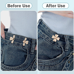 4 Stück 2 Farben Blumenlegierung Emaille verstellbare Jeansknopfstifte&nbsp;DIY-TA0014-92