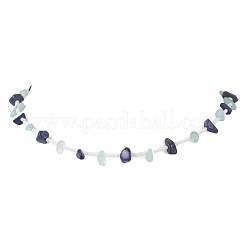 Halsketten aus natürlichem Lapislazuli und Aquamarin mit Splittern und Glassaat für Damen&nbsp;NJEW-JN05603-02