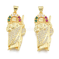 Pendentifs avec zircon cubiques à micro-pavés en laiton&nbsp;KK-G431-14G