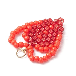 Pendentifs en forme de cœur faits à la main avec des perles de verre&nbsp;PALLOY-MZ00964-05